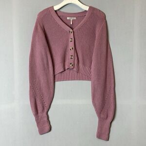 BCBGeneration Top Womens Small Pink Bolero Cardigan Long Sleeve‎ Button Up Knit